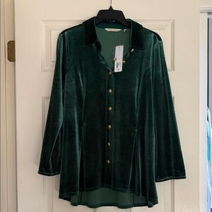 Soft Surroundings Deep Green Velvet Blouse